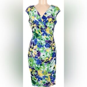 Lauren Ralph‎ Lauren faux wrap stretch dress sz 8